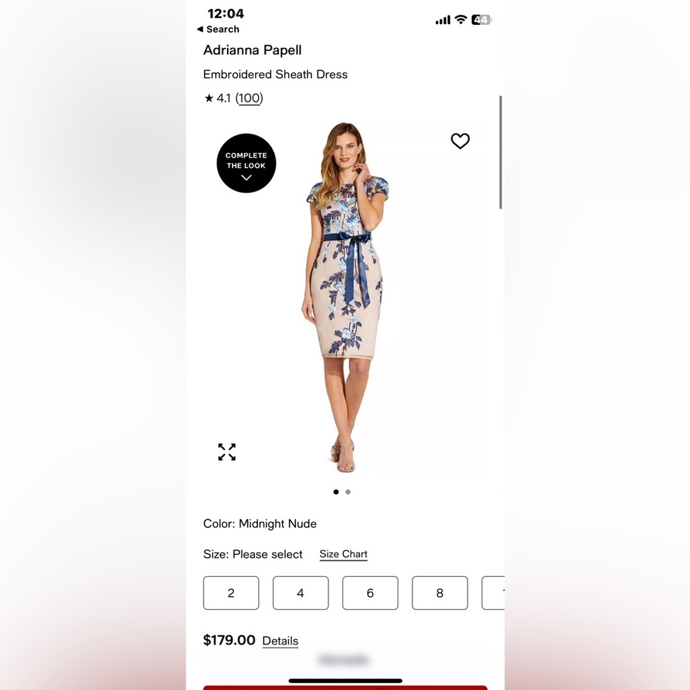 Adrianna Papell dress lace floral embroidered blue cream beige NWT - Picture 3 of 3